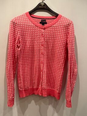 Tommy Hilfiger coral gingham plaid cardigan, size S